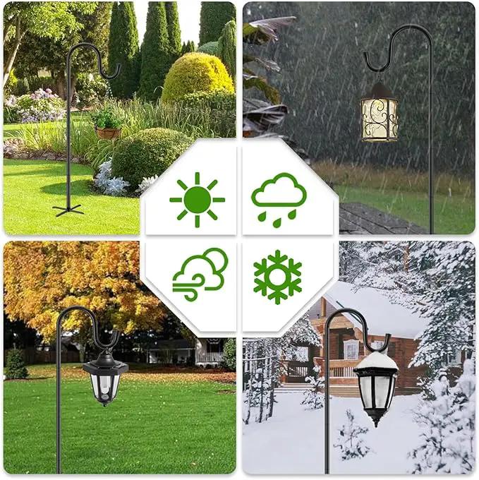 84" Shepherds Hooks for Outdoor with 7 Prongs Base, Heavy Duty Bird Feeder Pole for Hanging Lantern, Hummingbird Feeder, Shepherds Hook for Bird Feeders for Outside,1 Pack, Black by GreenHaven Gardens