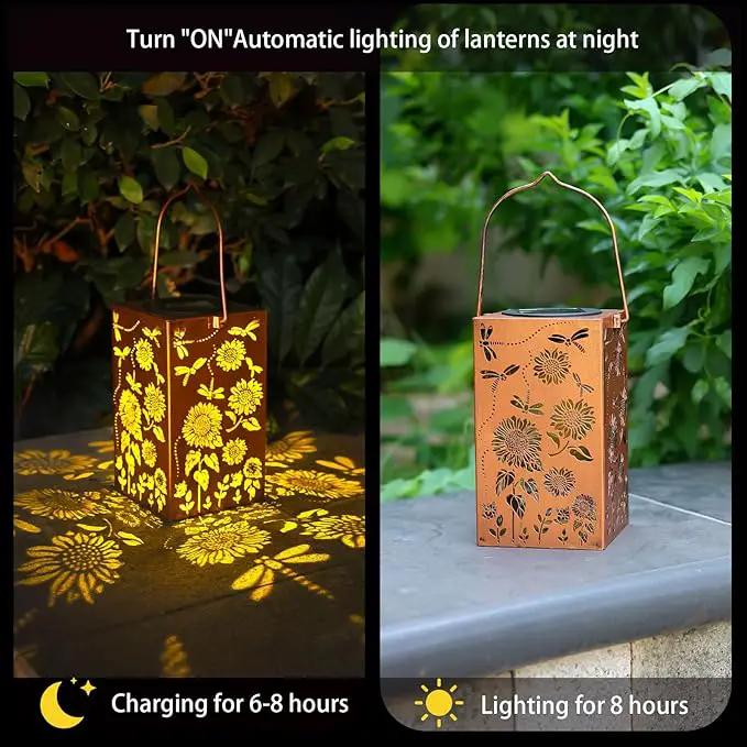 Solar Lanterns Outdoor Hanging Dragonfly Lantern Waterproof Decor Garden Metal LED Sunflower Christmas Lights Gifts for Mom Grandma Women Decorative Patio,Yard,Lawn,Balcony,House by GreenHaven Gardens