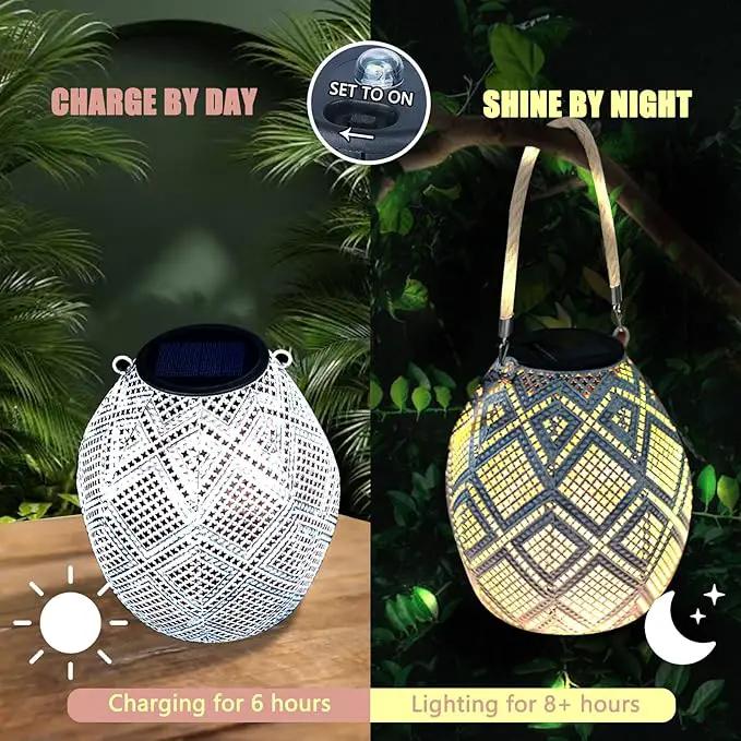 Solar Lantern, Lanterns Decorative Outdoor with Geometric Pattern, Waterproof Outdoor Lanterns for Porch, Yard, Deck, Lawn, Backyard, Patio, Tabletop, Pathway, Landscape, Garden Decor by GreenHaven Gardens