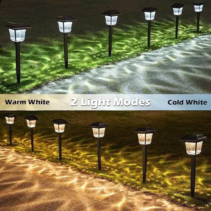 LeiDrail Solar Pathway Lights 8 Pack Solar Garden Lights with 2 Modes Waterproof Outdoor Path Light Warm White/Cool White LED Landscape Lighting for Yard Lawn Sidewalk Driveway Garden by GreenHaven Gardens