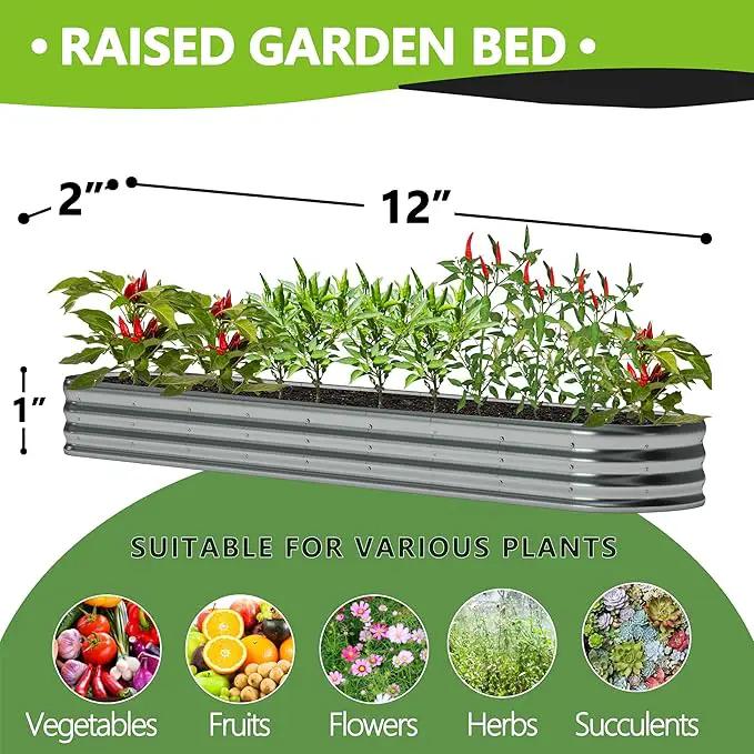 12x2x1ft(2 Pack) Oval Galvanized Raised Garden Bed,Outdoor Planter Box Metal Patio Kit Planting Bed for Vegetables Flowers and Succulents by GreenHaven Gardens