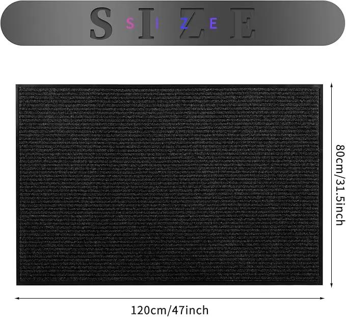 fani Heavy Duty Large Outdoor Indoor Entrance Black Doormat Waterproof Low Profile Entrance Rug Front Door Mat Patio Anti-Skid Rubber Back, 31x47 inch (Black) by GreenHaven Gardens