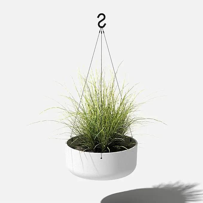 Veradek Mason Series Hanging Kona Planter - Round Planter for Outdoor Balcony/Patio | Made from Plastic-Stone Composite with Hanging Attachment | Modern Décor for, Flowers, Succulents, Small Plants by GreenHaven Gardens