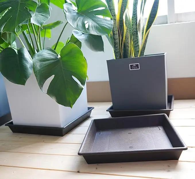 Square Plant Saucer 18 Inch 2 Pack, Large Plant Trays for Pots Heavy Duty Plastic Plant Saucers for Indoors Outdoors, Flower Pot Plant Drip Trays No Holes Plant Lover Gardening Gifts by GreenHaven Gardens