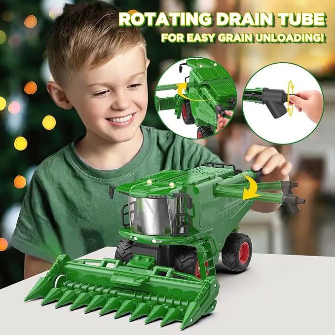 Remote Control Combine Harvester Tractor Toy with Corn Head, RC Tractor Toys for Kids 3+, Light/Spray/Sound/1/24 Scale, Farm Toy Combine Harvester for Kids, Christmas Birthday Gift 2025 by GreenHaven Gardens