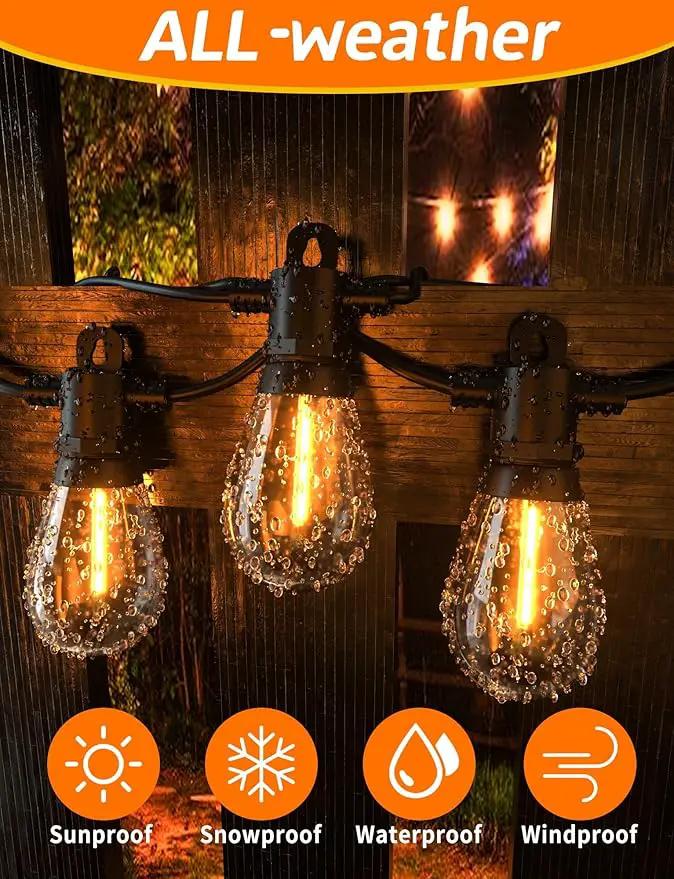 Achin 26FT LED Outdoor String Lights, Patio Lights Waterproof with 13+1 S14 Edison Shatterproof Bulbs, 2200K Dimmable Outside Hanging Lights, String Lights for Outside Backyard Bistro Market Pergola by GreenHaven Gardens