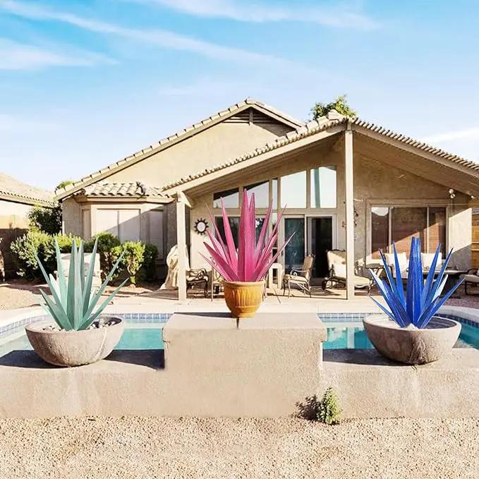 Large Tequila Rustic Sculpture, Rustic Metal Agave Plants for Outdoor Patio Yard, Home Decor Metal Agave Garden Yard Statue by GreenHaven Gardens