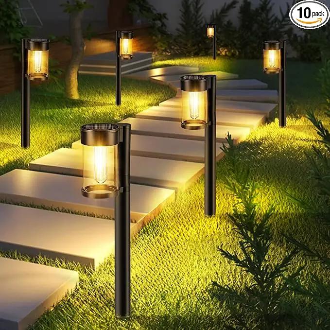 Solar Pathway Lights Outdoor, 10 Pack Metal & Glass Solar Lights Outdoor Waterproof Landscape Path Lights Solar Lights for Outside Yard Lawn Walkway Driveway Garden Decor by GreenHaven Gardens
