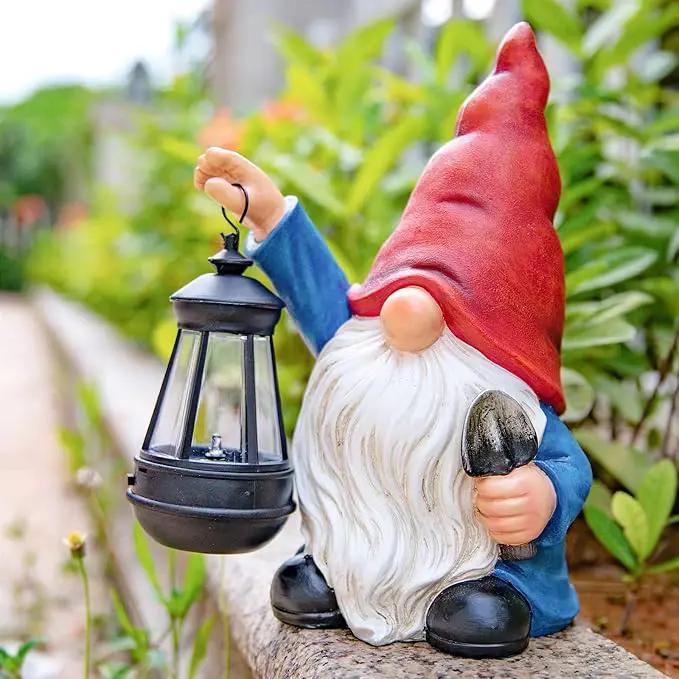 Garden Gnome Outdoor Decoration with Shovel Solar Gnomes Statue with Lantern LED Lights,Terrace Courtyard Lawn Patio Porch Decoration Christmas Housewarming Gift for Woman Mom by GreenHaven Gardens
