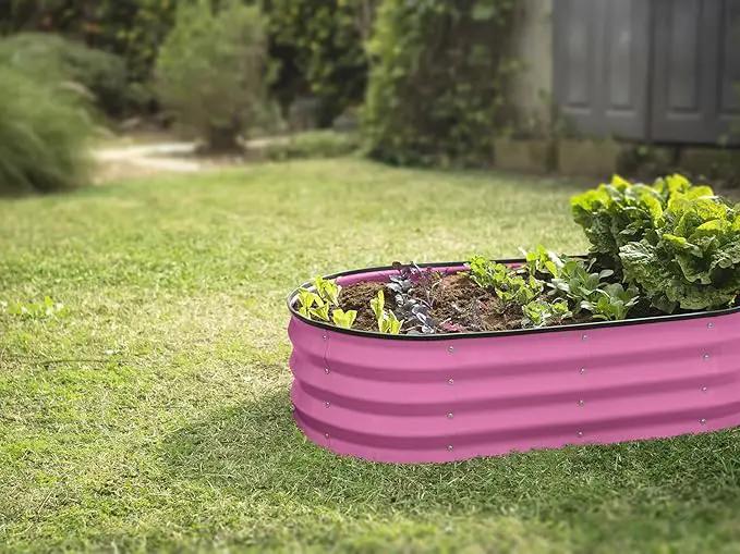 Galvanized Raised Garden Beds Outdoor // 4×2×1 ft Planter Raised Beds for Gardening, Vegetables, Flowers (Pink) // Large Metal Garden Box by GreenHaven Gardens