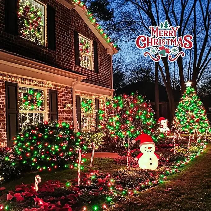 JMEXSUSS 200 LED Red White and Green Christmas Lights Outdoor, 66ft String Lights Indoor Clear Wire, Christmas Tree Lights Plug in for Bedroom Tree Christmas Party Decorations by GreenHaven Gardens