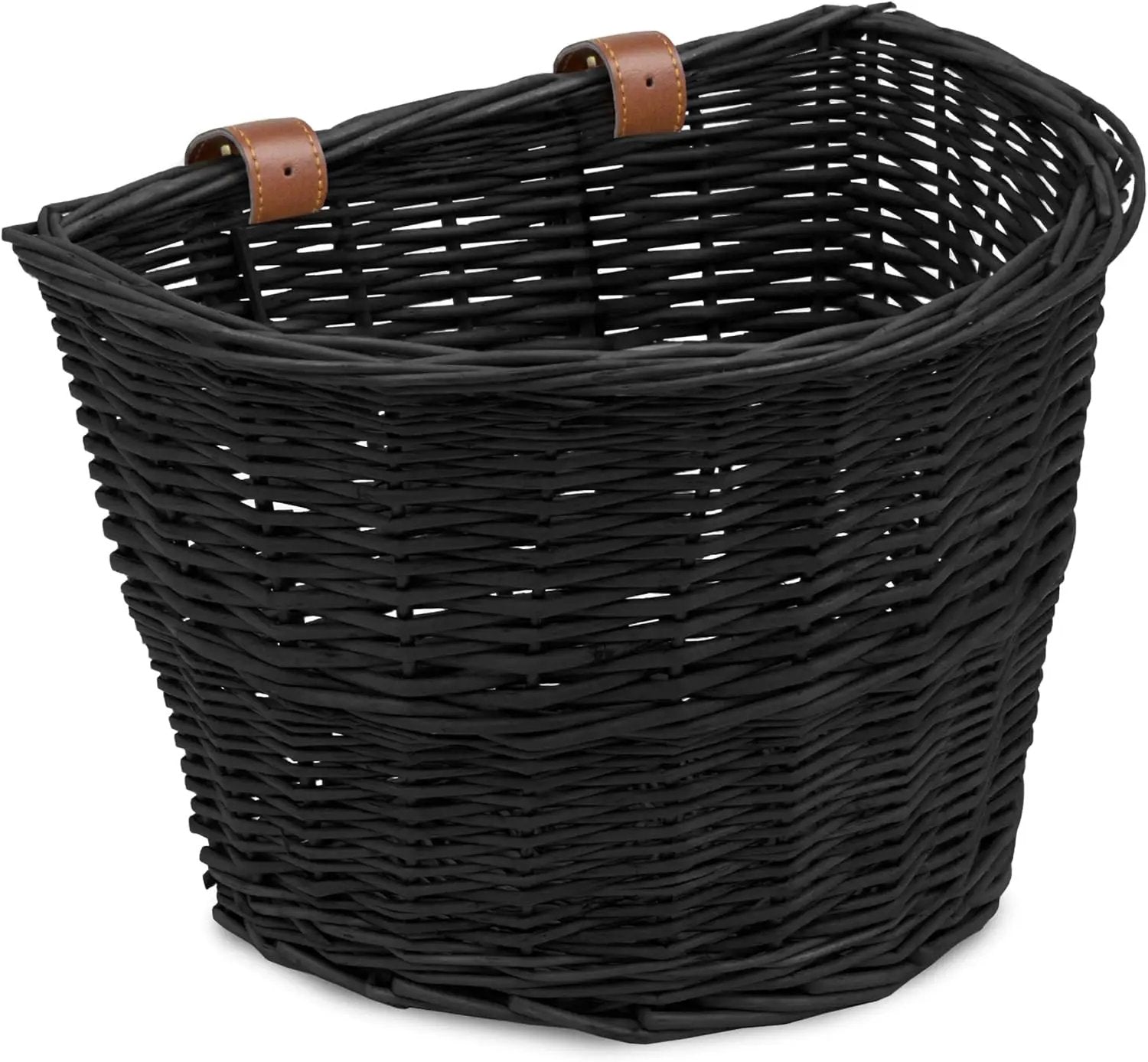 ProSource Wicker Bike Basket Front Cargo for Women and Men, Fits Most Bikes, Beach Cruiser, Stationary Bike, Ebike, Road Bike, Black by GreenHaven Gardens