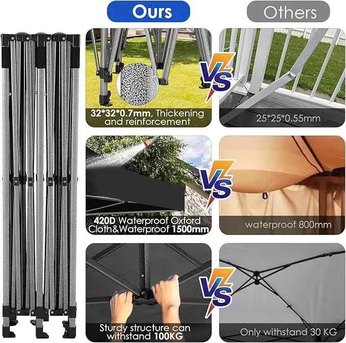 COBIZI 10x20 Canopy with Sidewalls, Heavy duty Party Tent Pop up carpas para fiestas, Tents for Parties, wedding, Outdoor Ez up Foldable Portable Canopy Tent with Wheeled Bag, Black(Windproof Upgrade) by GreenHaven Gardens