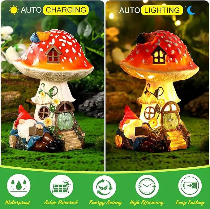 HyDren 100 Sets Garden Gnome Statue Set Mushroom House Solar Light Gnome Miniatures Figures Decor Fairy Resin Statues Garden Accessories for Yard Patio Lawn Outdoor Micro Landscape Ornaments by GreenHaven Gardens