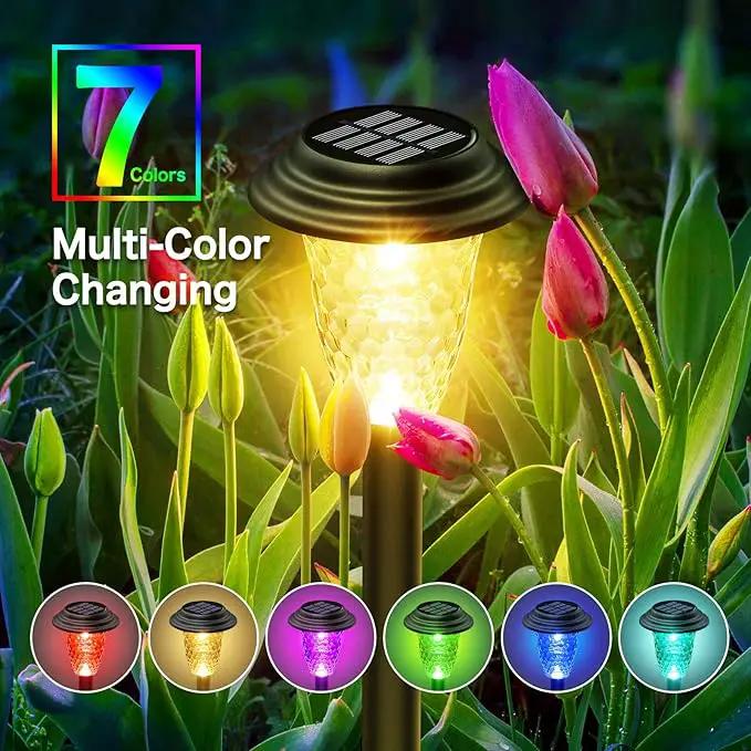 Solar Pathway Lights, 8 Pack Bright Color Changing/Warm White Solar Lights Outdoor Waterproof Solar Garden Lights, Outdoor Lights Solar Powered Landscape Path Lights for Yard, Walkway, Lawn by GreenHaven Gardens