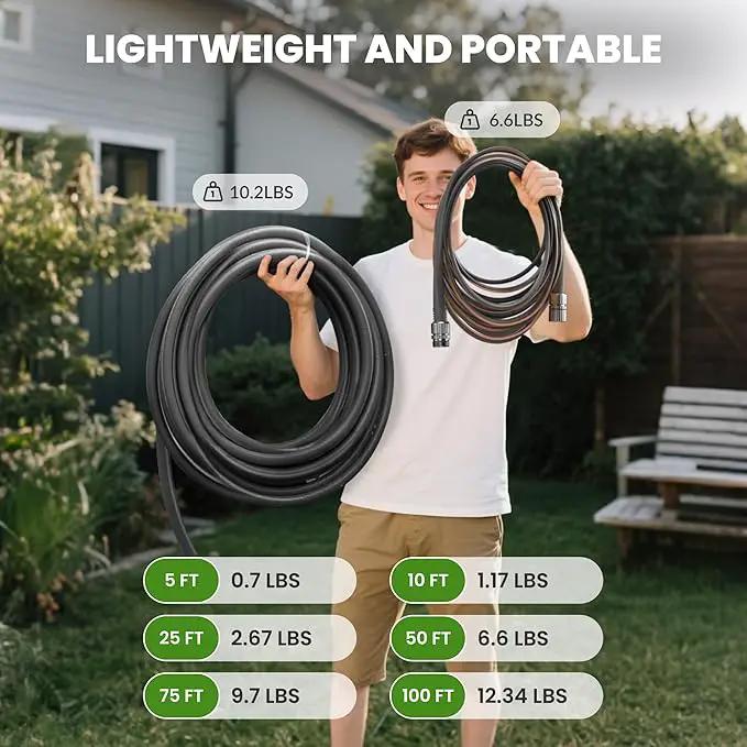 Giraffe Tools Garden Hose 100FT, 5/8" Lightweight Lay Flat Water Hose, Custom Length, Flexible, Leakproof Hybrid Hose Pipe with Male to Female Fitting by GreenHaven Gardens