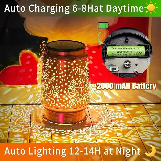 Hummingbird Solar Lanterns Outdoor Waterproof Large Metal Hanging Lantern with 2000mAh Battery, Solar-Powered Garden Lights Decor for Yard, Patio, Backyard - Birthday Gift for Women, Mom, Grandma by GreenHaven Gardens