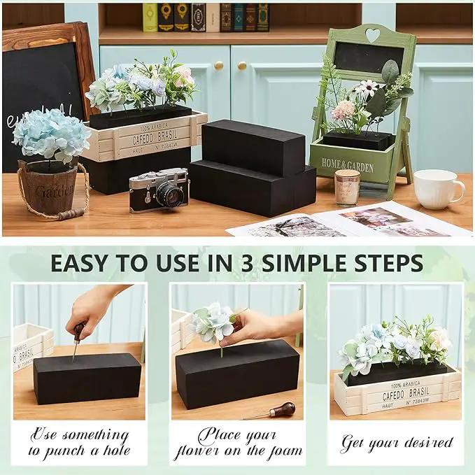 Lallisa 4 Pcs Reusable Floral Foam Blocks 9 x 3 x 3 Water Weather Resistant Dry Floral Foam for Artificial Flower Arrangements Outdoor Flower Boxes Outside Hanging Planters Wedding Home Decor (Black) by GreenHaven Gardens