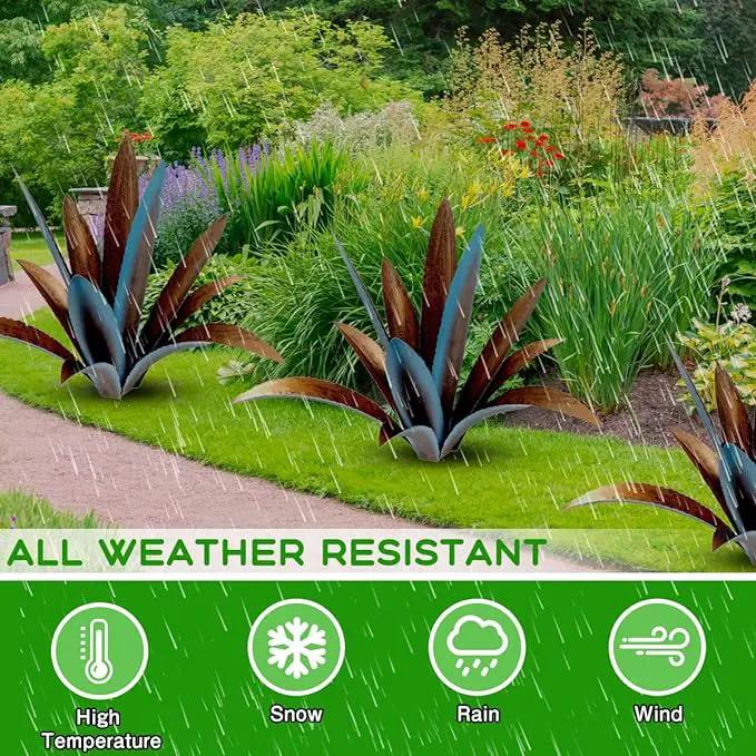 DIY Metal Agave Plant Art Yard Tequila Art Sculpture, Tequila Rustic Garden Sculpture Statue Outdoor Decor,Agave Metal Plants for Yard, Garden Lawn Ornaments (12 Leaves -Blue) by GreenHaven Gardens