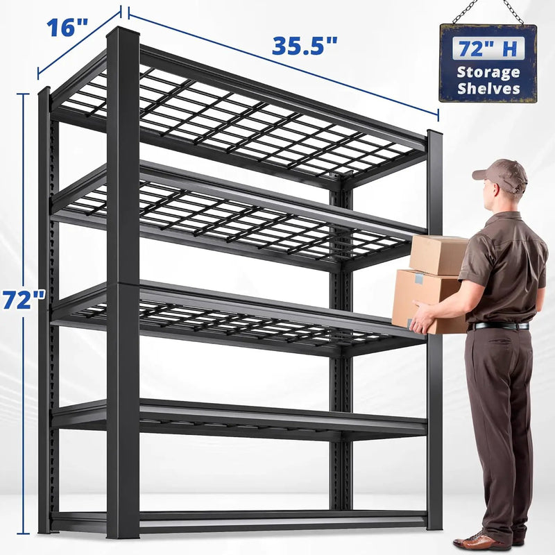 REIBII 3010LBS Storage Shelves 72" H Garage Shelving Heavy Duty Metal Shelving 5 Tier Adjustable Metal Shelves for Storage for Kitchen Pantry Warehouse Basement 72" H x 35.5" W x 16" D, 3 Pack by GreenHaven Gardens