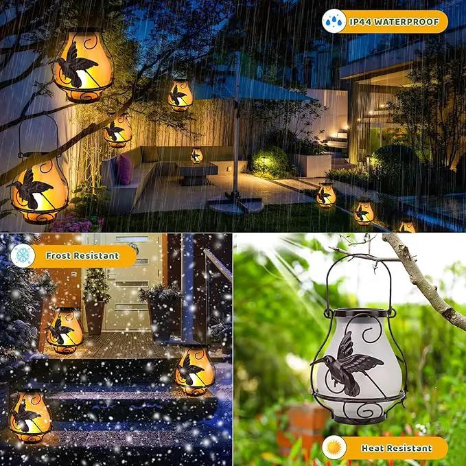 Solar Lanterns, Hanging Outdoor Lantern with Hummingbird LED Flickering Flameless Candles, Solar Lanterns Outdoor Waterproof for Table Party Decorative Yard Pathway (Hummingbird) by GreenHaven Gardens