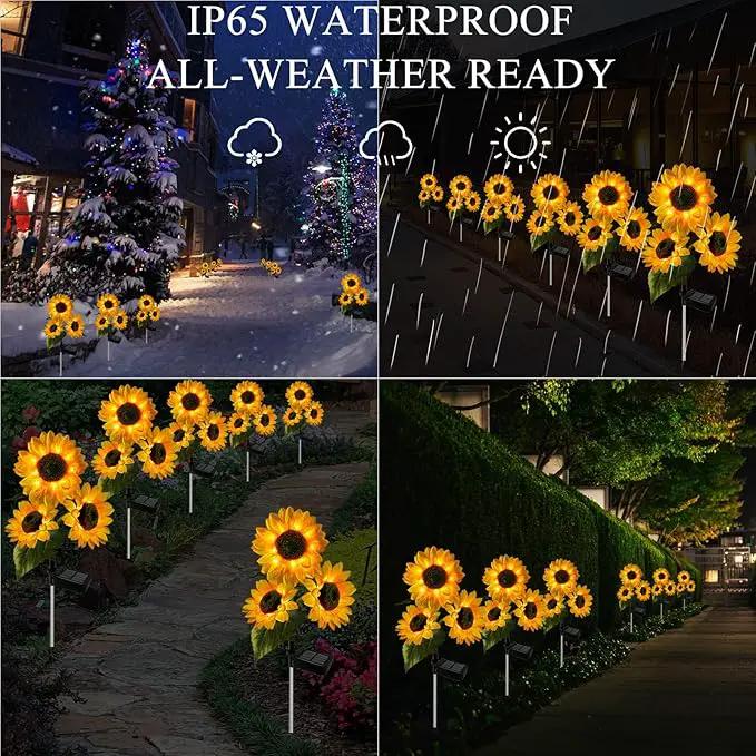 3 Pack Sunflower Solar Lights Outdoor Decor with 3 LED Sunflower Yellow Flower Lights Decorative Waterproof for Patio Lawn Garden Yard Pathway Decoration by GreenHaven Gardens