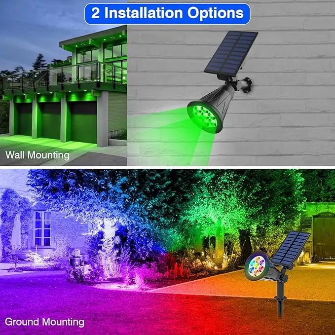 T-SUN Solar Spotlights for Outsides, Christmas Solar Lights Outdoor Waterproof, Color Changing Solar Landscape Spotlights, Auto ON/Off Solar Garden Pond Light for Yard, Trees, Driveway, Patio(4 Pack) by GreenHaven Gardens