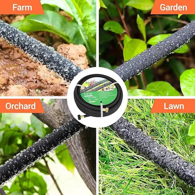 MAMIZO Soaker Hose Kit 150 ft 1/2", Solid Brass Connectors Rubber Longer Lasting, Heavy Duty Drip Hose to Save 70% Water, Soaker Hose for Garden, Lawn and Yard by GreenHaven Gardens