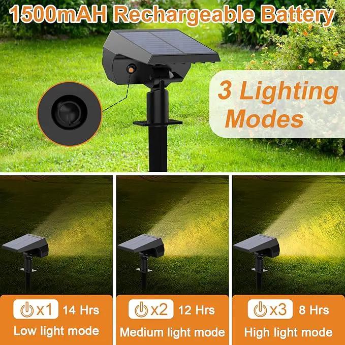 WELALO Solar Spot Lights Outdoor, [2 Pack/52 LED/3 Modes] 2-in-1 Solar Landscape Spotlights, Solar Powered Security Lights, IP65 Waterproof Wall Lights for Walkway Yard Garden Driveway(Warm White) by GreenHaven Gardens