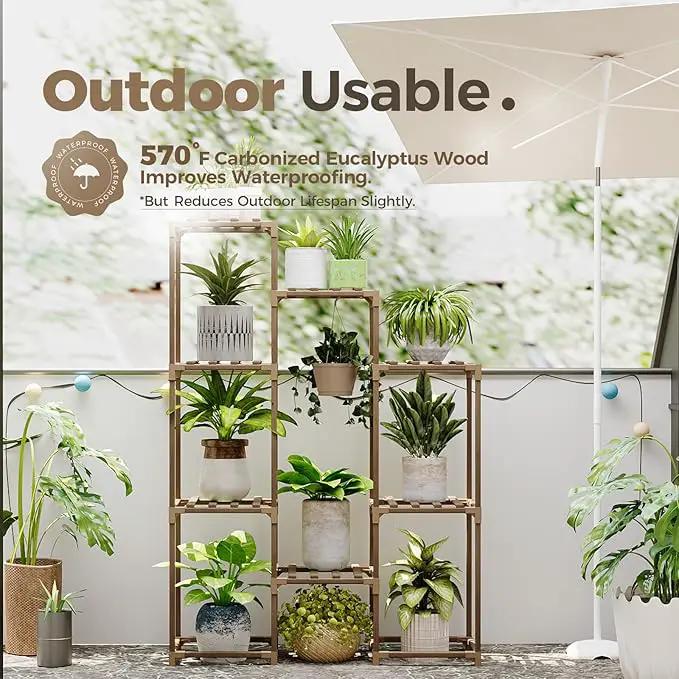 Bamworld Plant Stand Indoor Hanging Plants Shelf 7 Pots Tall Ladder Plant Holder Large Wood Flower Stand for Living Room Rack Multiple Plants for Patio Balcony Garden by GreenHaven Gardens