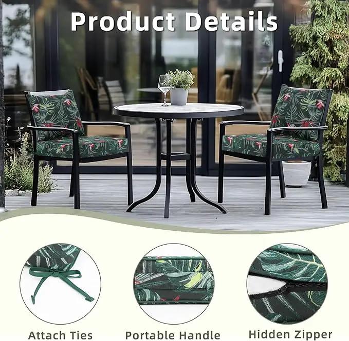 Favoyard Outdoor Seat Cushion 24 x 24 x 4 in Waterproof Pattern Fade Resistant Cover Removable Patio Furniture Cushions Deep Seat & Back Cushion Set with Adjustable Straps for Patio Chair Sofa Couch by GreenHaven Gardens