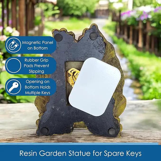 Stocky Frog Decorative Garden Statue and Key Hider - Hides a Secret Extra Hidden Key Outside in Garden, Yard or Porch by GreenHaven Gardens