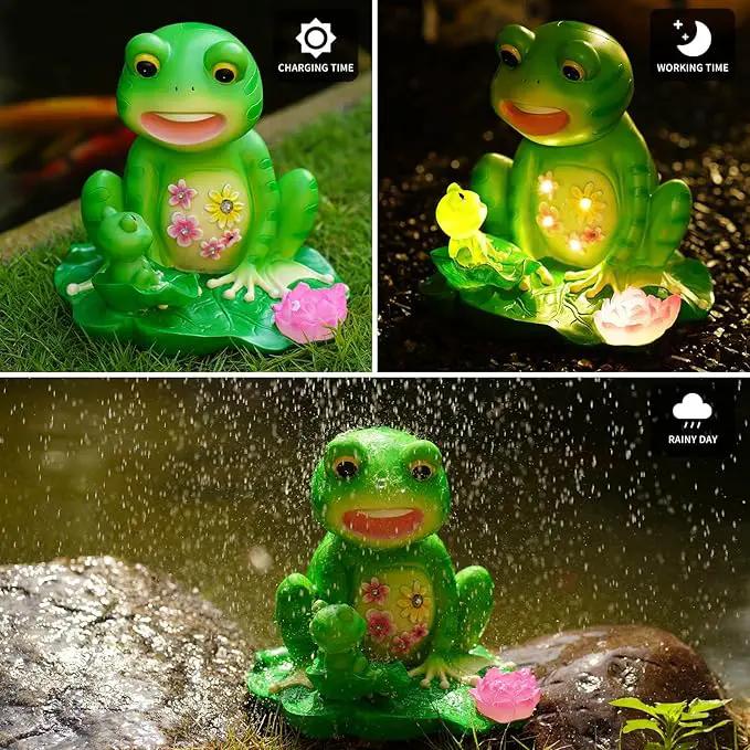 Upgraded Size Solar Garden Outdoor Statues Frog Mother and Little Frog with 6 LED Solar Figurine for Lawn,Patio, Balcony, Yard Decor Unique Gift, for Mom, Grandma,Father,Woman by GreenHaven Gardens
