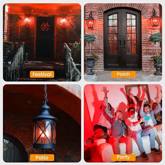 Hompavo Upgraded LED Flame Light Bulbs, 3 Modes Flickering Light Bulbs, E26 Chandelier Base Candle Fire Light Bulb for Halloween Christmas Party Porch Indoor & Outdoor Home Decoration - 6 Pack Red by GreenHaven Gardens