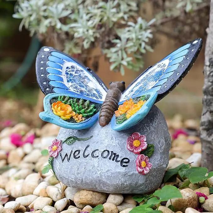 Yiosax-Garden Statue Butterfly Decor-Solar Outdoor Butterfly Light-Butterfly Figurine Decoration for Patio,Balcony,Yard,Lawn Ornament Garden Gift Women Mom by GreenHaven Gardens