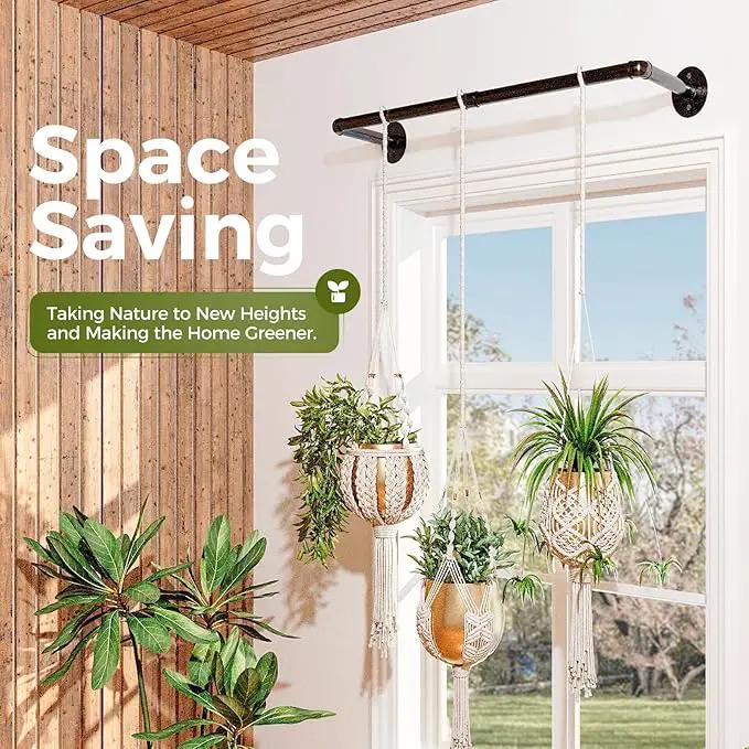 Bamworld Hanging Planters for Indoor Plants Plant Hanger Indoor Hanging Plant Rod 36.2in Window Plant Shelves Metal Rod Pot Not Included by GreenHaven Gardens
