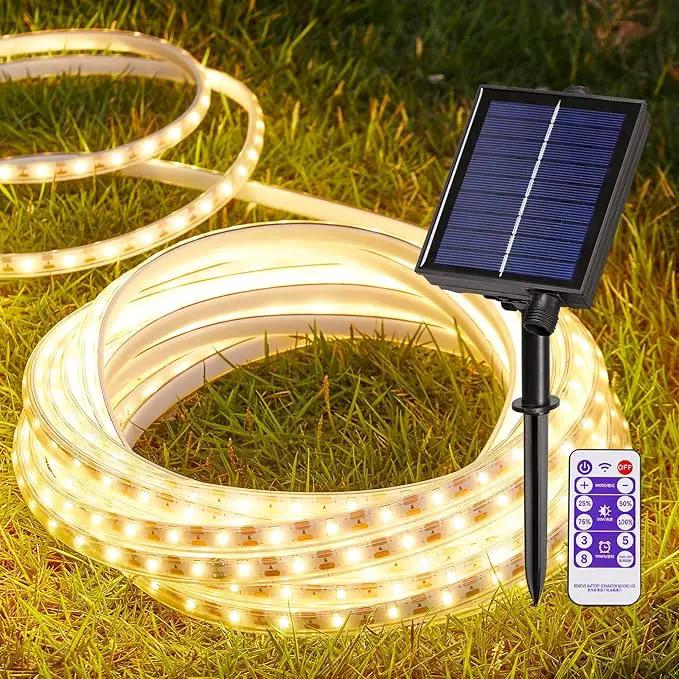 LUHLEE Solar LED Strip Lights Outdoor,Brighter 300 LED 16.4FT Solar String Lights Outdoor with Remote,8 Lighting Modes Auto ON/Off Rope Lights for Outside,Deck,Steps,Christmas Decor Lighting by GreenHaven Gardens