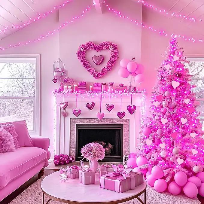 JMEXSUSS 66 Ft Pink Lights for Room Decor, 200 LED Pink String Fairy Christmas Lights Clear Wire Plug in for Bedroom Indoor Outdoor Girl's Room Decorations by GreenHaven Gardens