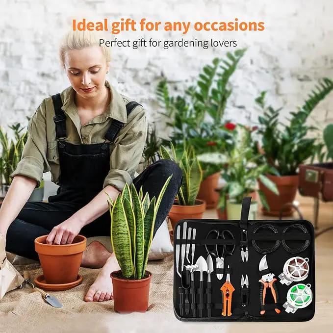 Bonsai Tools Set, 20 Pcs Gardening Succulent Tree Indoor Beginner Tool Kit, Include 262 Feet Bonsai Wire, 29.5"x29.5" Plant Repotting Mat, Leather Bag, Bonsai Scissors, Pruning Shears, Gifts for Women by GreenHaven Gardens