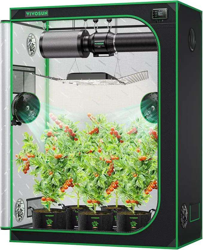 VIVOSUN S538 5x2 Grow Tent, 60"x32"x80" High Reflective Mylar with Observation Window and Floor Tray for Hydroponics Indoor Plant for VS2000/VSF4300 by GreenHaven Gardens