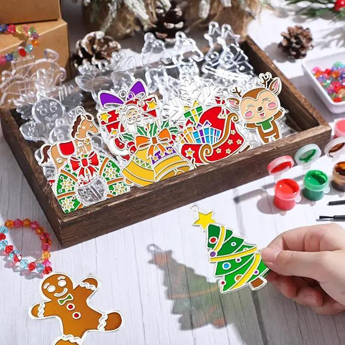 30 Sets Suncatchers Window Art Kits, DIY Sun Catchers Bulk Crafts Paint Your Own Window Ornaments for Boys Girls Classroom Home Party Birthday Activity Decor(Christmas Style) by GreenHaven Gardens