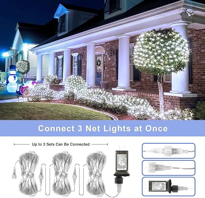 White Net Lights for Bushes - 360 LED Christmas Net Lights Plug in with Remote, 12 x 5ft Extendable 8 Modes Christmas Net Lights Waterproof for Gazebo Lawn Wedding Patio Garden Bush Tree Decoration by GreenHaven Gardens