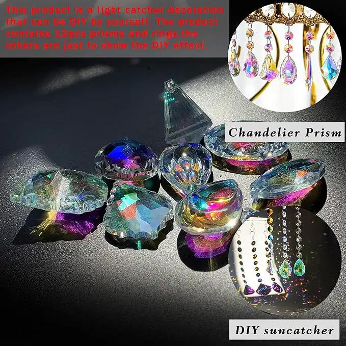 H&D HYALINE & DORA 10pcs Coloful Crystal Chandelier Lamp Lighting Drops Pendants Prisms Hanging Glass Prisms Parts Suncatcher Home Car Decor by GreenHaven Gardens