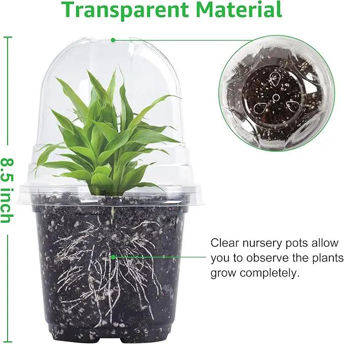 Bonviee 36 Packs 3.5/4/5 Inch Clear Nursery Pots with Humidity Domes, Variety Sizes Seed Starting Pots with Drainage Holes, Transparent Garden Containers for Succulents, Flowers and Cactus-Clear by GreenHaven Gardens