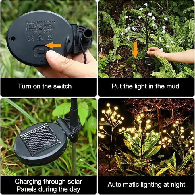 Solar Garden Lights Decorative, Solar Outdoor Lights Waterproof 4Pack,80Led Rose Solar Flower Lights Garden Decor, Solar Lights for Outside Yard,Lawn,Garden Decorations Gardening Gifts by GreenHaven Gardens