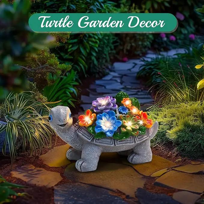 Linkax Solar Lights Outdoor LED Figurine Garden Decor for Outside Patio Yard Home, Easter Mothers Day Birthday Gifts for Women Mom Grandma Wife Daughter, A Bundle of Turtle and Butterfly Statues by GreenHaven Gardens