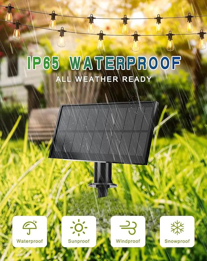 Solar String Lights Outdoor Waterproof 100FT with USB Port and 52 Shatterproof ST38 Bulbs(2 Spare), LED Solar Powered Patio Lights for Outside, Porch, Backyard, Gazebo, Garden(Warm White) by GreenHaven Gardens