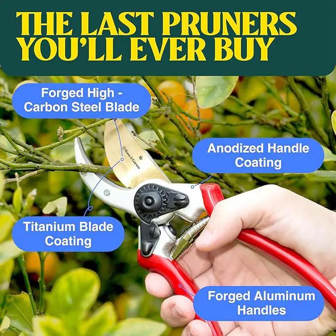 Haus & Garten ClassicPRO 8.5" Professional Premium Titanium Bypass Pruning Shears - Use As Pruners, Garden Shears, Heavy Duty Handheld Pruning Shears For Gardening, Clippers, Pruner Scissor Tool by GreenHaven Gardens