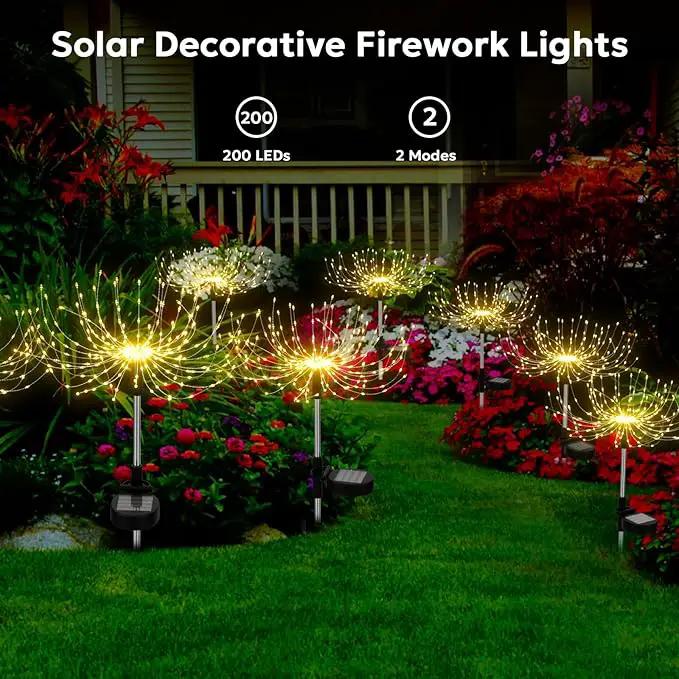 Solar Garden Lights Outdoor Waterproof 200 LED Fireworks Lights Solar Powered Sparkles Landscape Fairy Light Outside Decorations Light for Yard Patio Pathway Lawn Party Walkway Decor, 6 Pack by GreenHaven Gardens
