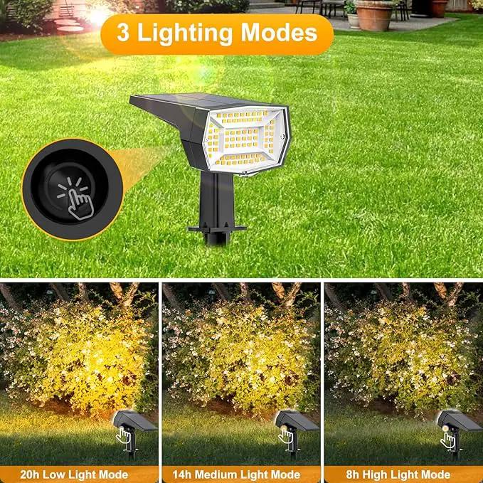 Fabrito 72 LEDs Solar Spot Lights Outdoor Waterproof, 3 Modes Landscape Spotlights, Dusk to Dawn Solar Powered Flood Wall Lights for Outside, Solar Garden Lights for Yard Porch 10 Pack (Warm White) by GreenHaven Gardens